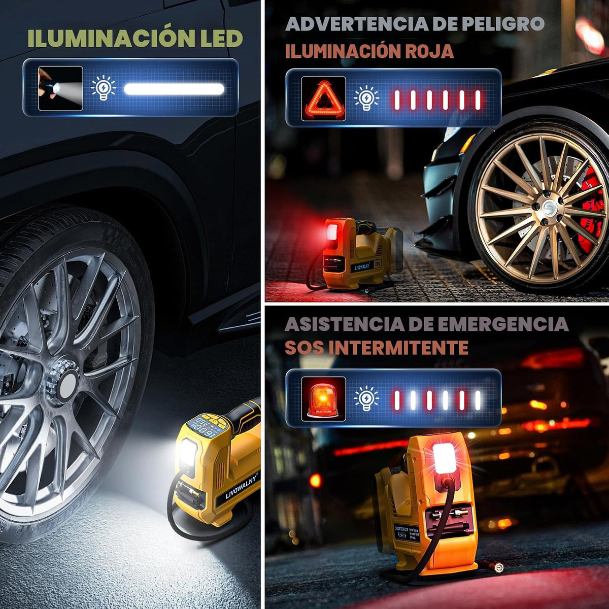 Compresor de aire inflador de neumáticos inalámbrico compatible con...