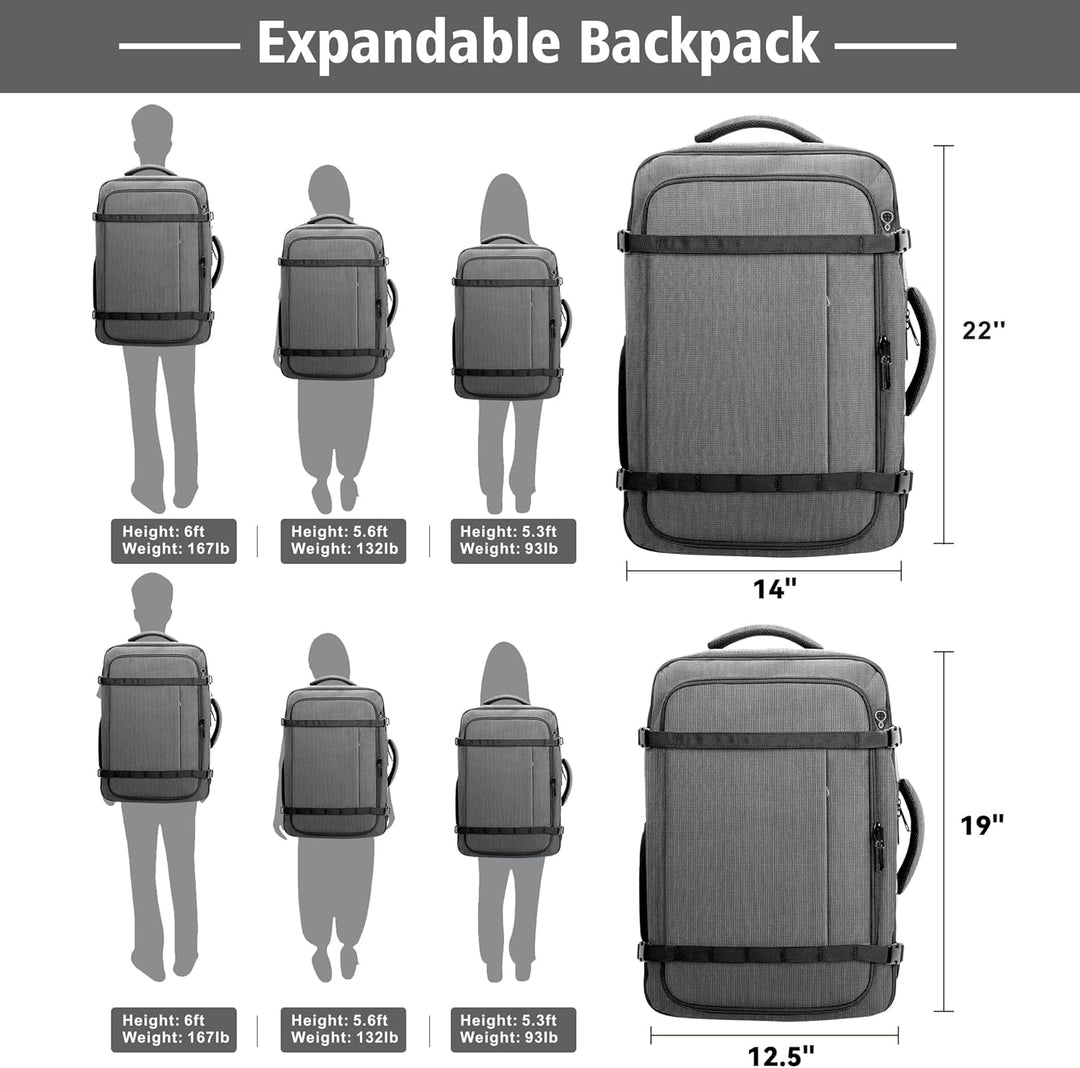 Mochila de mano espaciosa, mochila de viaje expandible de gran capa...