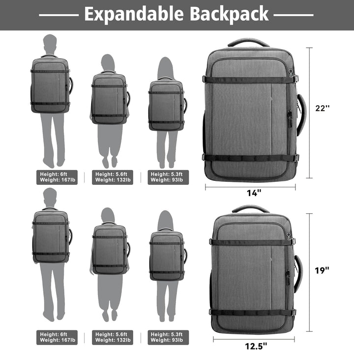 Mochila de mano espaciosa, mochila de viaje expandible de gran capa...