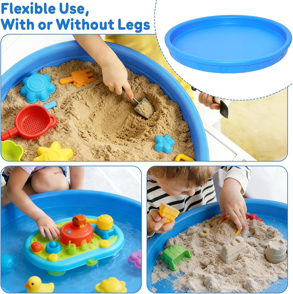 FUNLIO Mesa sensorial para niños (27.6 pulgadas), mesa sensorial redonda de altura ajustable, multiuso como mesa de agua y mesa de arena para interiores y exteriores, fácil montaje de 3 minutos, no