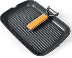 GiPP Sartén antiadherente con mango plegable, sartén cuadrada para parrilla, sartén para asar con boquillas de vertido, sartén versátil para todas las estufas, libre de PFOA, 13.4 pulgadas