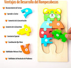 Montessori Mama Rompecabezas de madera para niños de 3 a 5 años, juguetes Montessori para niños de 3 años, juguetes de animales a partir de 3 años, paquete de 4 rompecabezas de aprendizaje