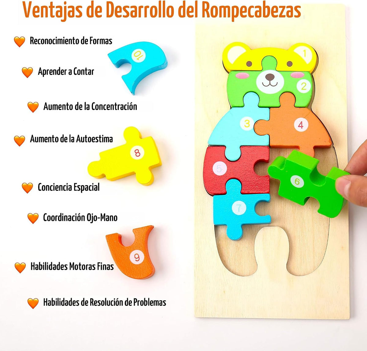 Montessori Mama Rompecabezas de madera para niños de 3 a 5 años, juguetes Montessori para niños de 3 años, juguetes de animales a partir de 3 años, paquete de 4 rompecabezas de aprendizaje