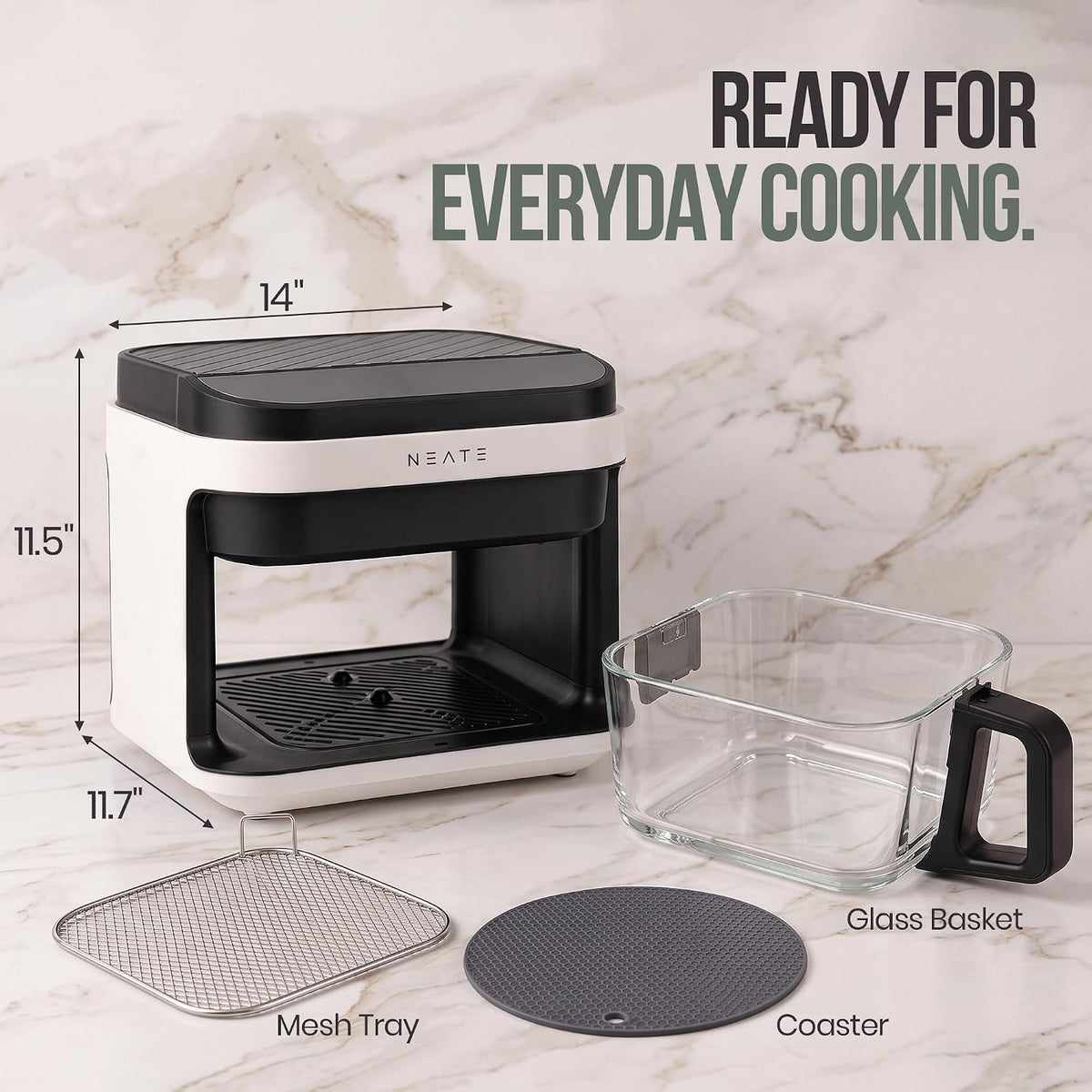 5.8QT Air Fryer | 8-en-1 Preset Cook Modes | Cook Steak, Chicken, Fish, Veggies, Fries & más | Temperature & Timer Control | blanco