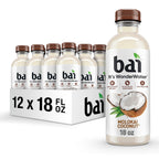 Bai Bebida de agua con infusión antioxidante, coco Molokai, con vitamina C y sin edulcorantes artificiales, botella de 18 onzas líquidas, paquete de 12