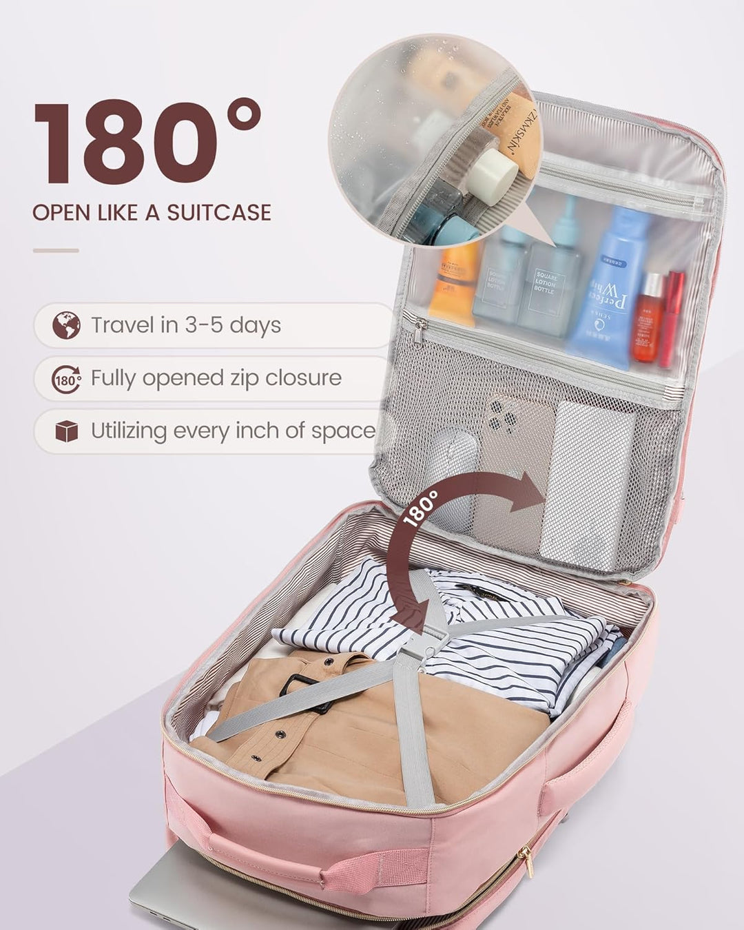 LOVEVOOK Mochila de viaje para mujeres y hombres 50L, mochila de ca...