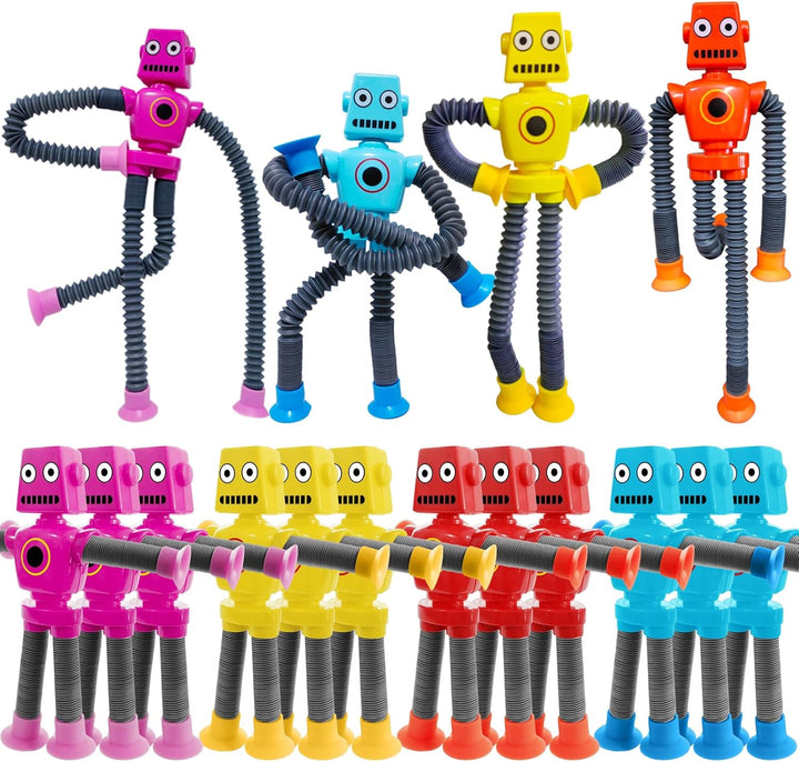 16 piezas de juguete de robot con ventosa, tubos telescópicos que c...
