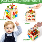 Cubo de actividad para bebé de madera 8 en 1 - Xilófono, clasificador de formas, ábaco | Juguetes de regalo de 1er cumpleaños para niños de 1 2 3 años | Juguete educativo montessori para niños