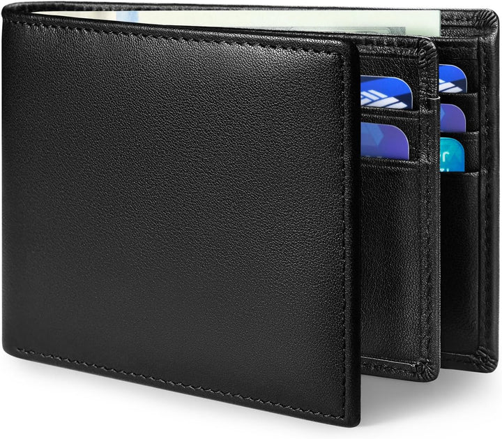 Cartera de cuero genuino MARZAHAR para hombre, billetera plegable c...
