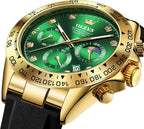 OLEVS Relojes Cronógrafo Masculinos de Moda Empresarial Analógico Quartz Reloj de Pulsera para Hombre, Cinturón de Silicona a prueba de agua con Luminiscente, Calendario