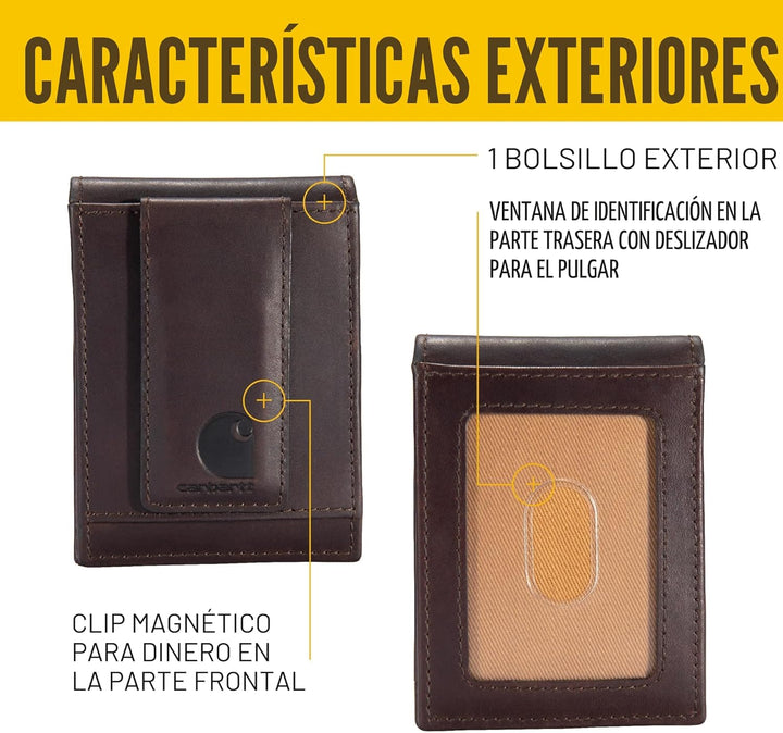Carhartt Carteras duraderas de cuero marrón aceitado para hombre, d...
