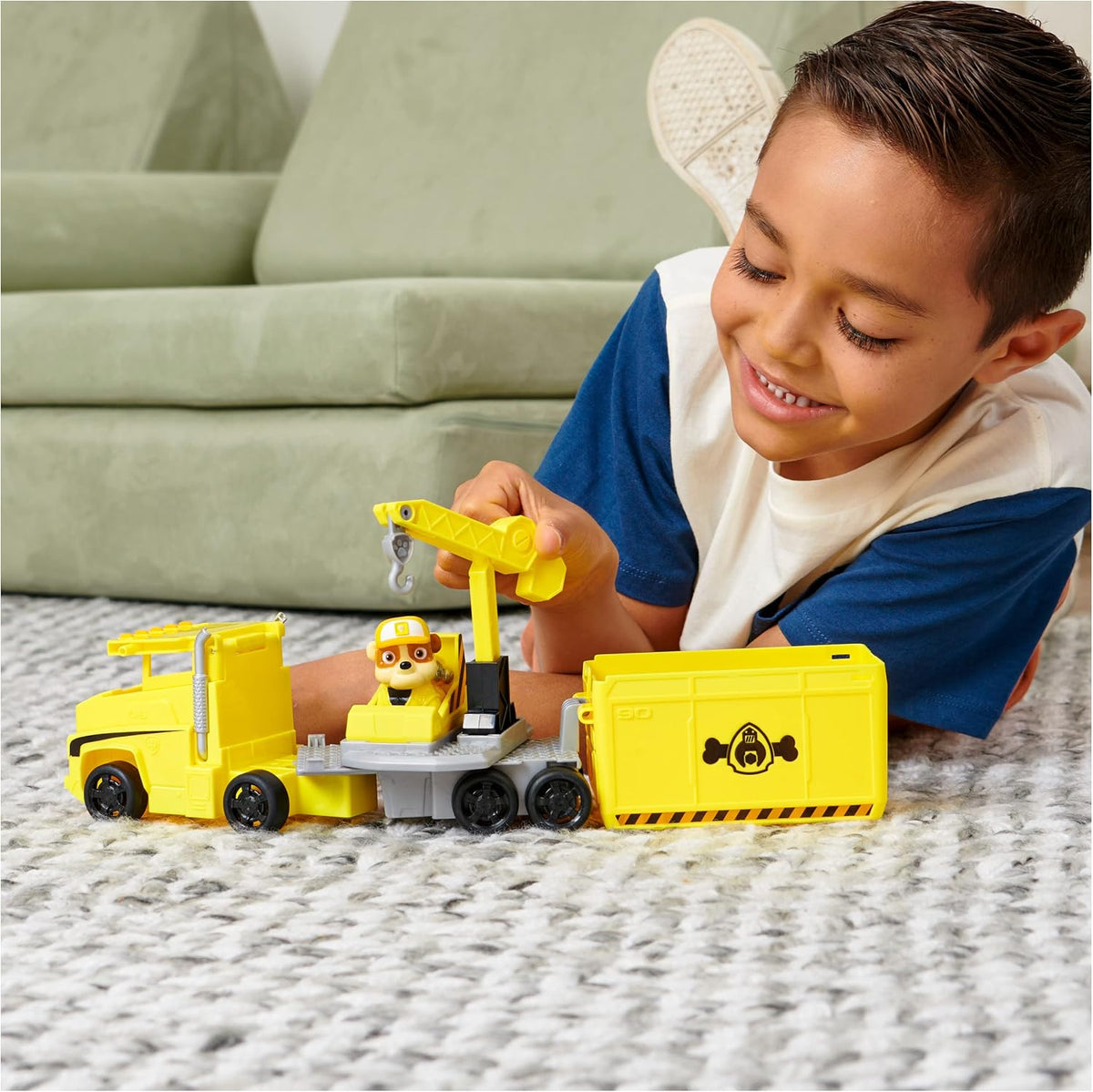PAW Patrol, Camiones transformables de Rubble de Big Truck Pup con figura de acción coleccionable, juguetes para niños mayores de 3 años
