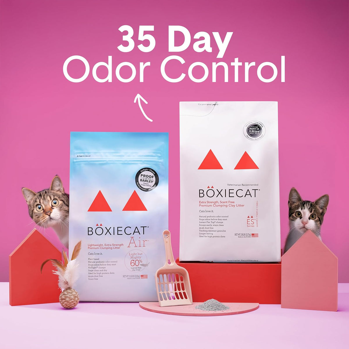 Boxie - Arena para gatos extra fuerte, ligera con control de olores de 35 días, aglutinante, 11.5 libras