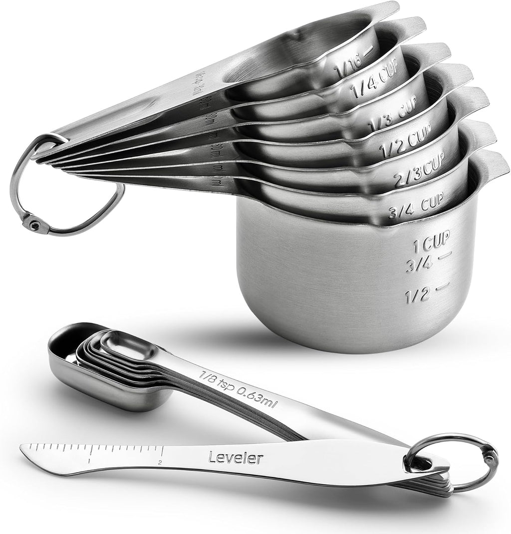 Spring Chef Juego de 14 tazas y cucharas medidoras de acero inoxidable