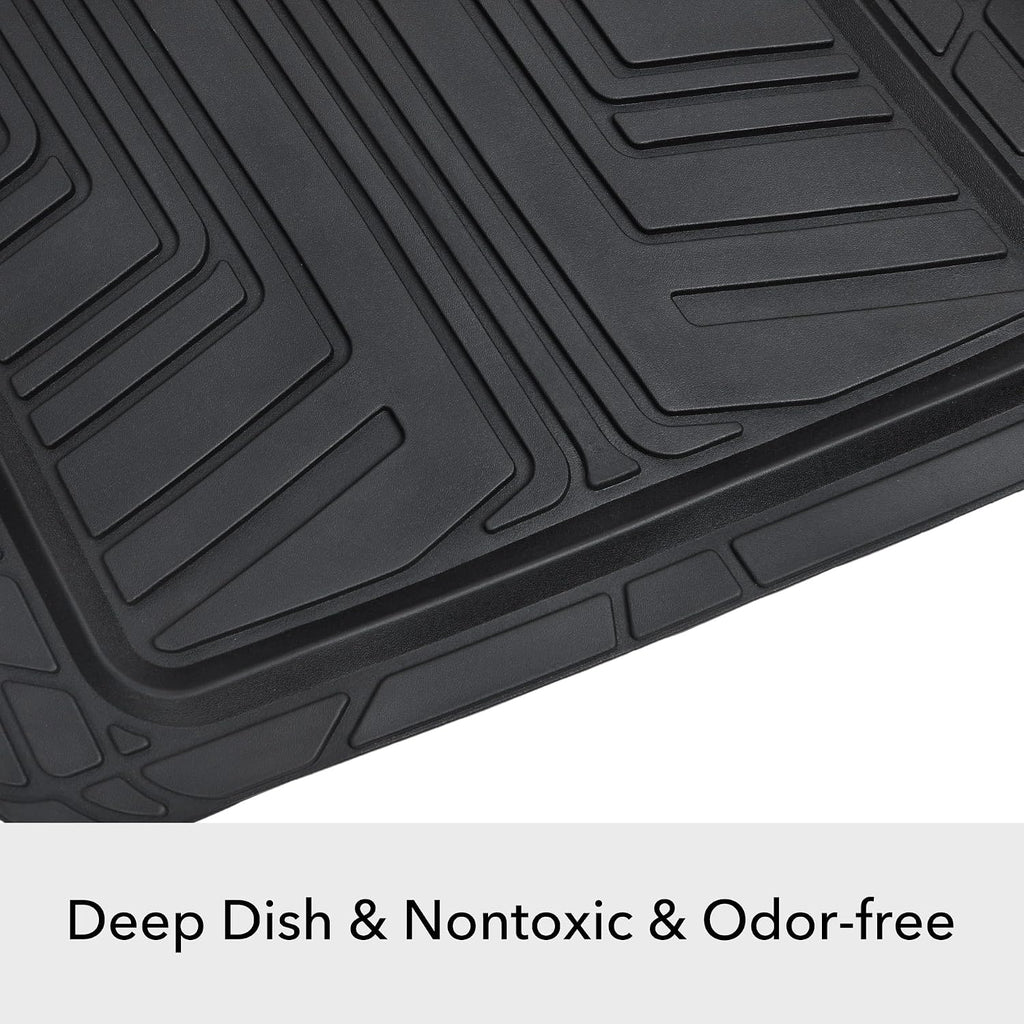 Amazon Basics 2 alfombrillas de goma antideslizantes de alta calidad para todas las estaciones para automóviles, SUV y camiones, ajuste universal, color negro