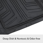 Amazon Basics 2 alfombrillas de goma antideslizantes de alta calidad para todas las estaciones para automóviles, SUV y camiones, ajuste universal, color negro