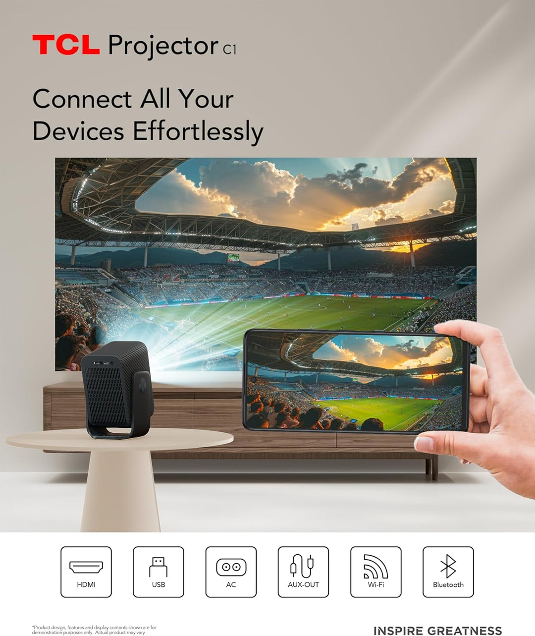 TCL Proyector inteligente C1 compatible con 4K Google TV y