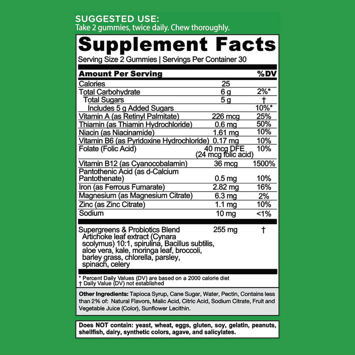 Goli Supergreens Gomitas con probióticos - Extracto de hoja de alca...