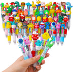 CZWZ 50 mini bolígrafos multicolores en uno 4 en 1, lindos bolígrafos a granel para niños, bolígrafo para cumpleaños y fiestas infantiles, divertidos bolígrafos de tinta kawaii de regalo