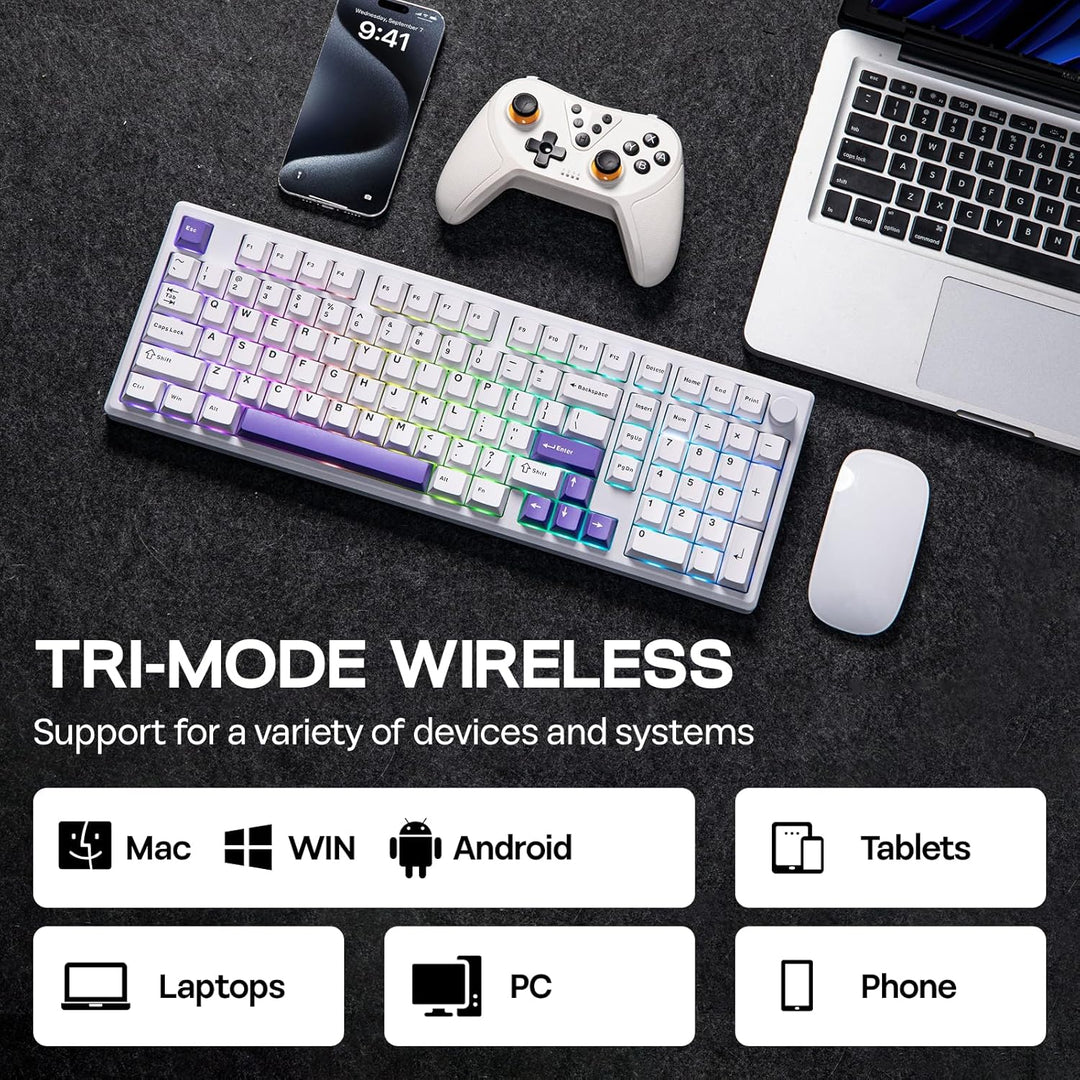 EPOMAKER Galaxy100 QMK\/VIA - Teclado inalámbrico para juegos, carc...