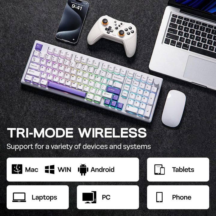 EPOMAKER Galaxy100 QMK\/VIA - Teclado inalámbrico para juegos, carc...