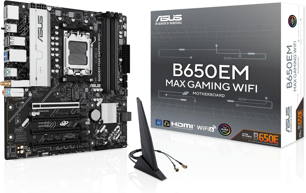 ASUS B650EM MAX Gaming WiFi AMD B650 mATX placa base, DDR5, PCIe 5....