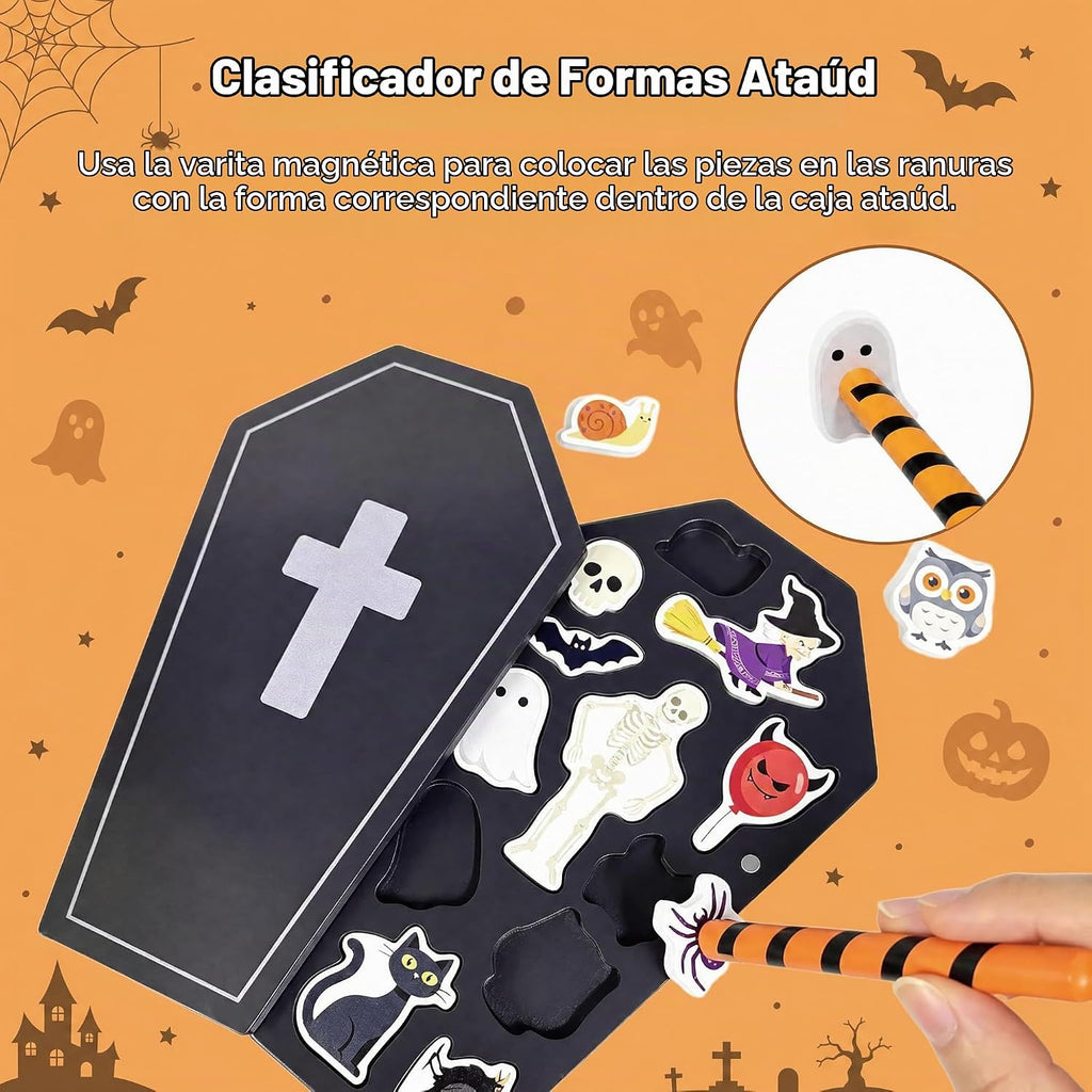 Juguetes de madera de Halloween para niños, juguetes Montessori