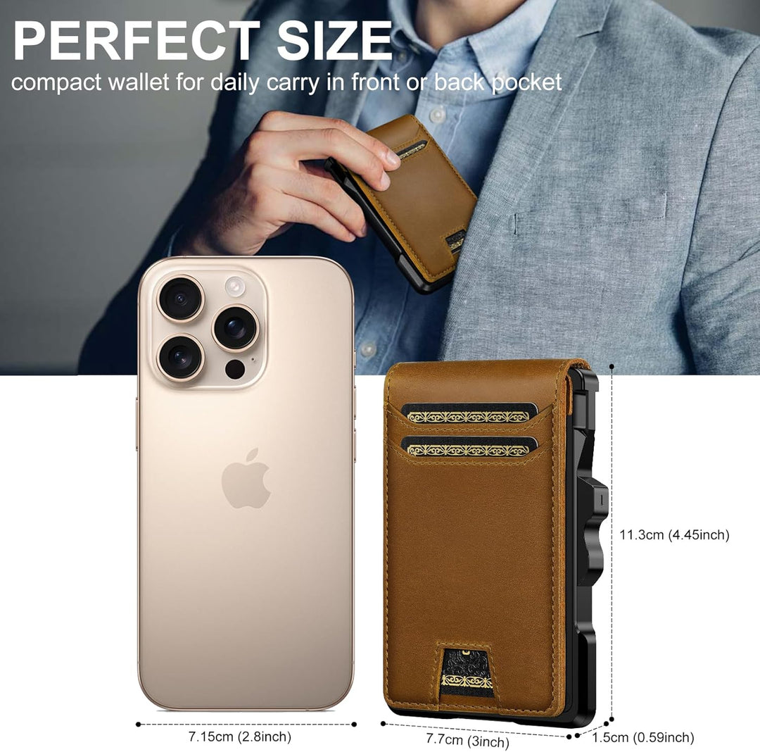 furid Cartera de cuero genuino para hombre: carteras minimalistas R...