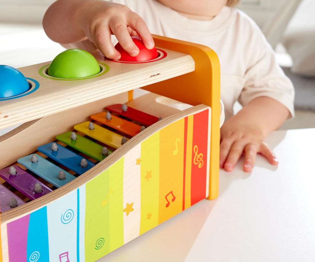 Banco para tocar música con xilófono de Hape, talla única , Amarillo