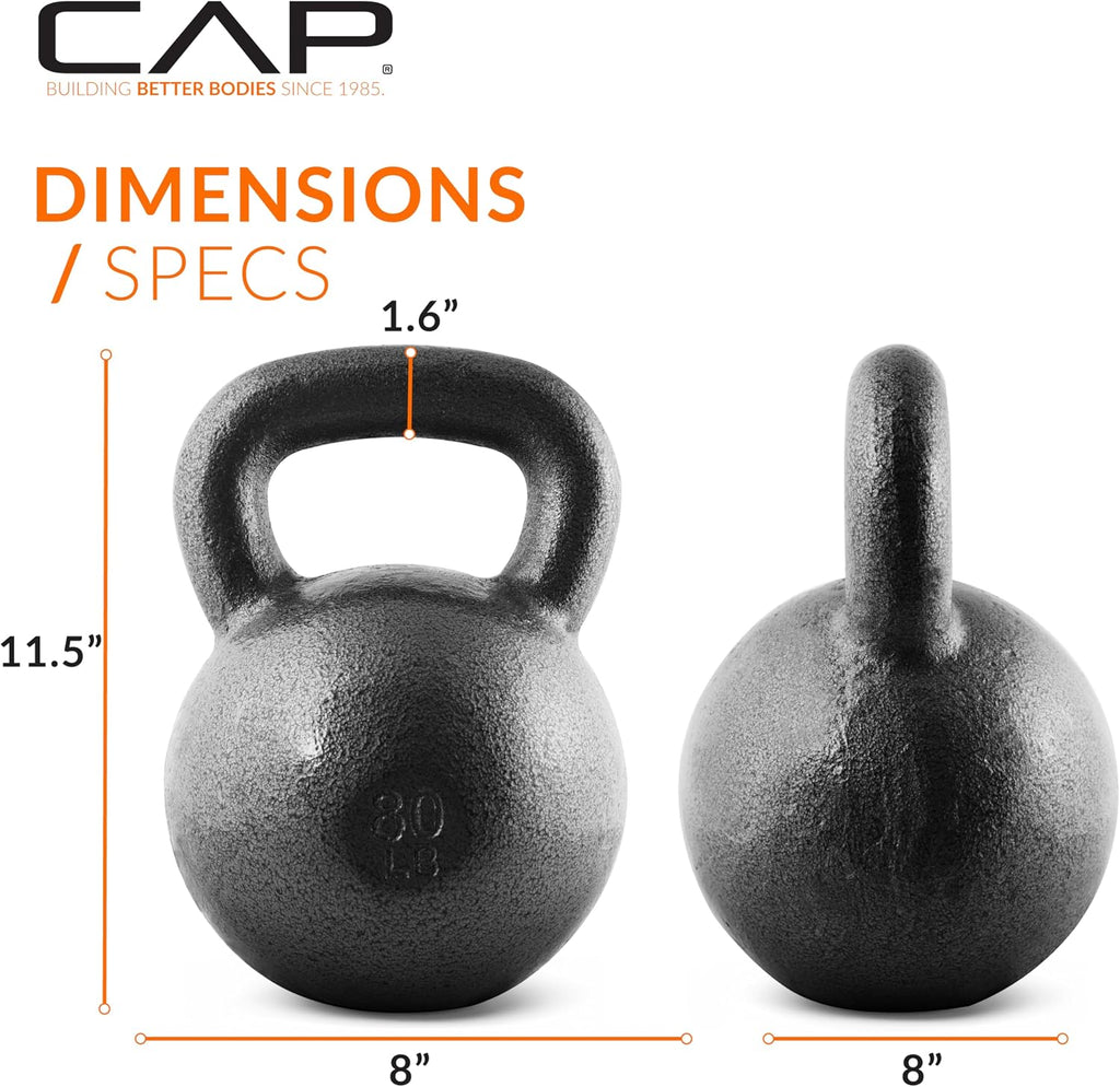 CAP Kettlebell de hierro fundido simples y sets, mango ancho, base plana