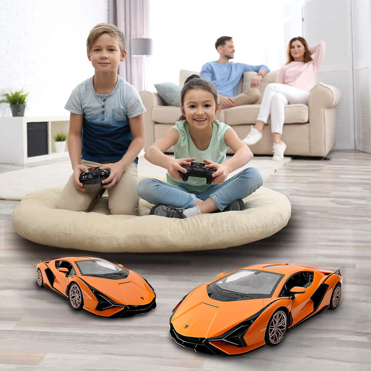 BEZGAR Auto de control remoto - 1:14 Lambo Sián FKP 37 eléctrico, deportivo, de carreras, juguete de auto con puerta abierta, serie de autos RC con licencia de 2.4Ghz para niñas y niños de 8, 9, 10