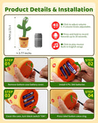 TWORIVER - Juguete de cactus parlante y bailarín de volumen ajustable, verde, No recargable