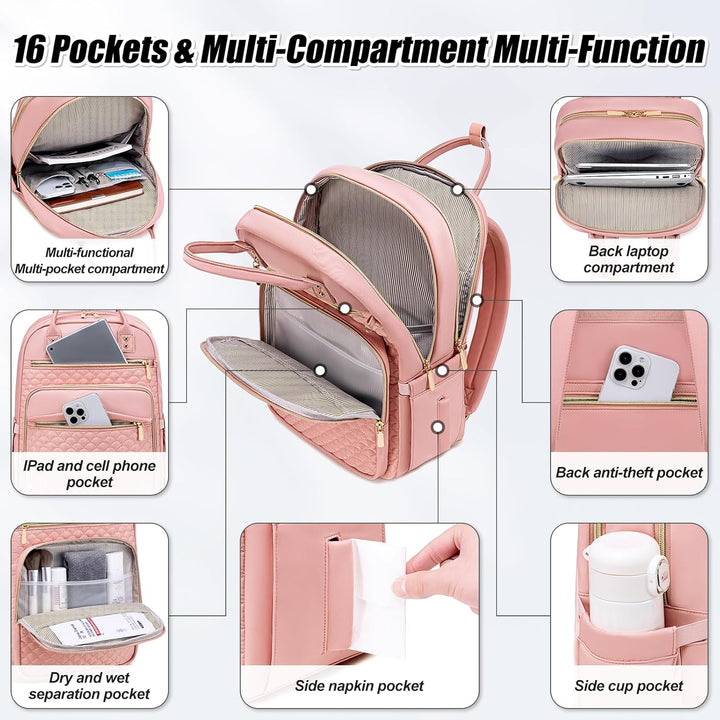 Mochila para laptop Tealari para mujeres, mochila para laptop de 15...