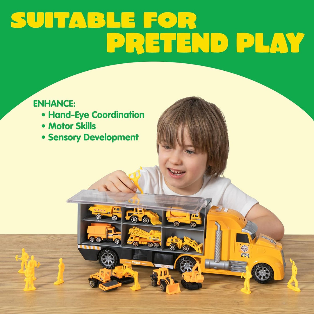 JOYIN Juego de camiones de construcción 25 en 1 para niños, 24 piez...