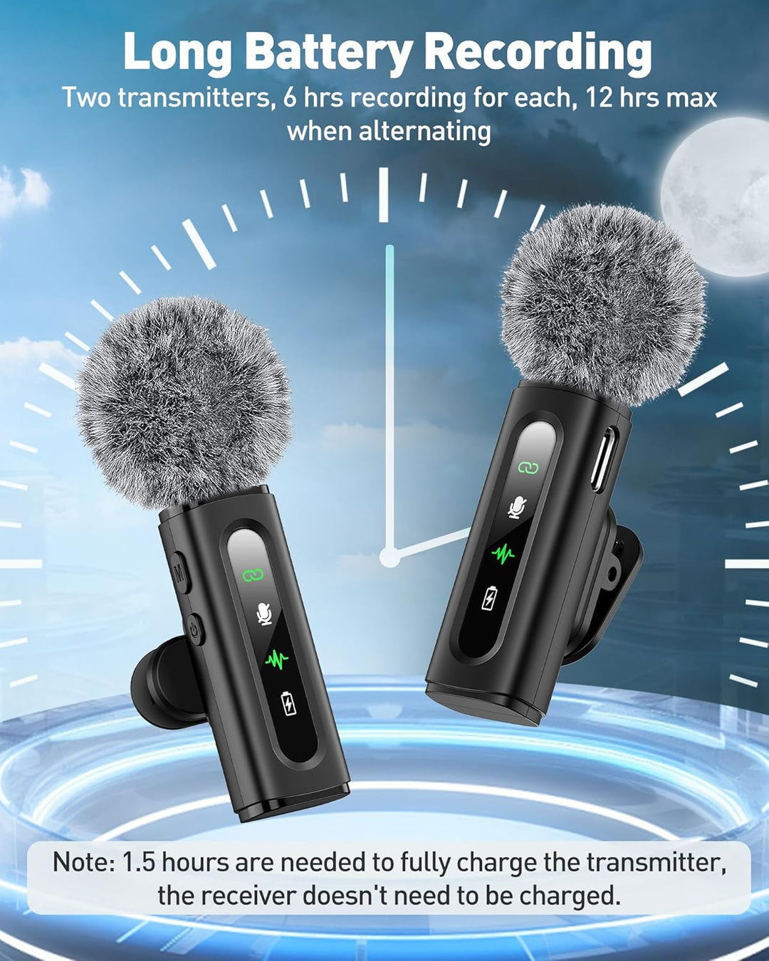 GoorDik Micrófono Lavalier inalámbrico para iPhone, Android, USB C,...