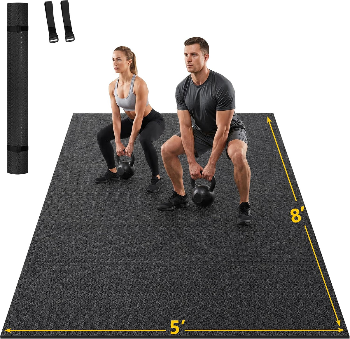 Alfombrilla de ejercicio grande, 7'x5'/6'x4'/8'x5', 0.236 in de grosor