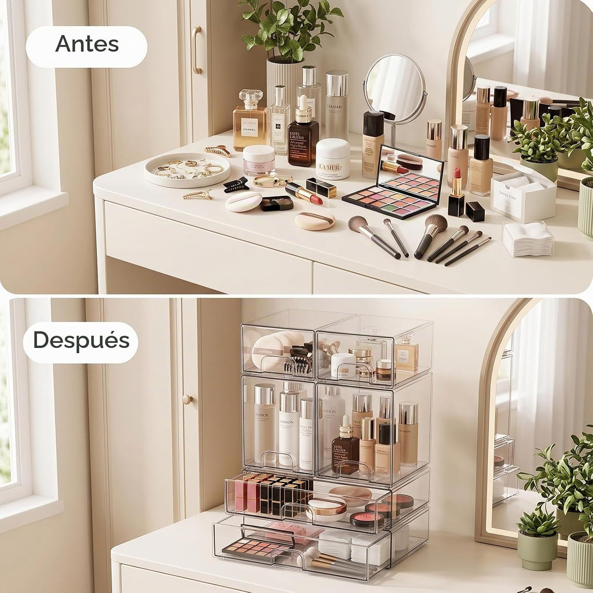 Cajones de almacenamiento apilables transparentes: cubos