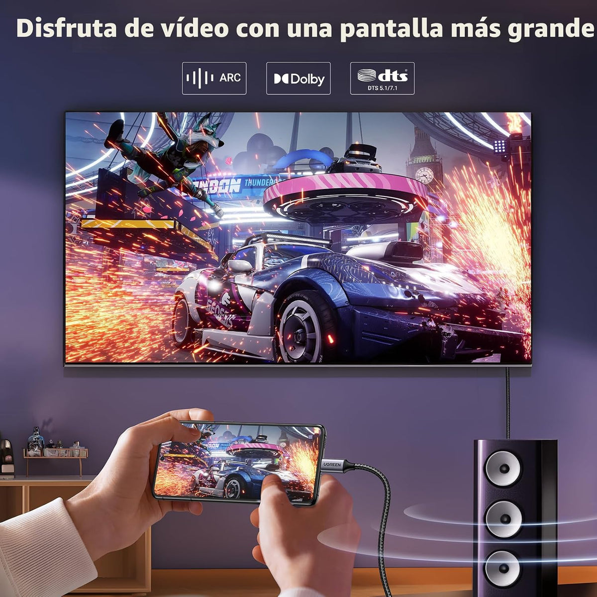 UGREEN USB C a HDMI 2.1 Cable 8K@60Hz 4K@240Hz para Home Office, 6.6FT
