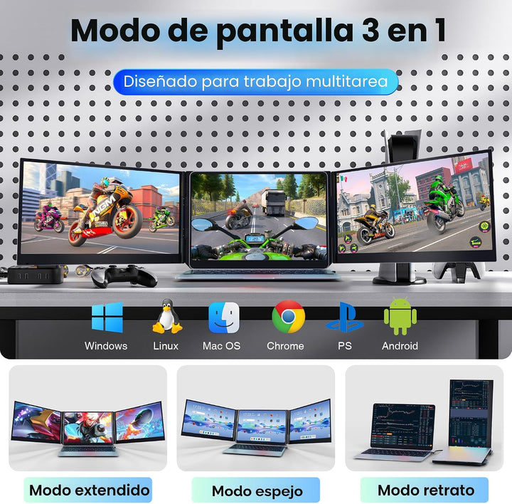 Extensor de pantalla para laptop, monitor portátil triple ultralige...