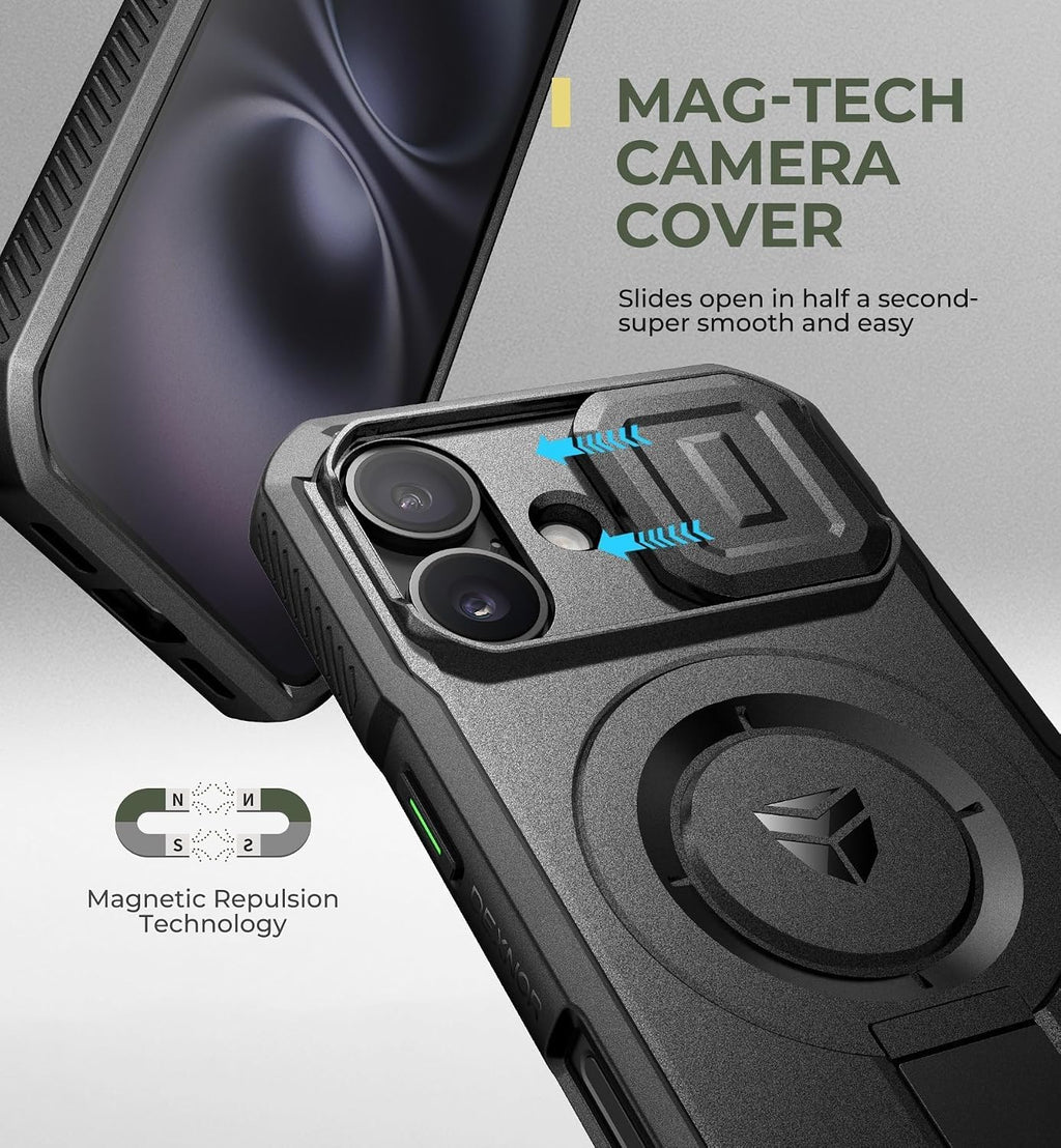 Dexnor - Funda para iPhone 16 con cubierta deslizante para cámara, 6.1