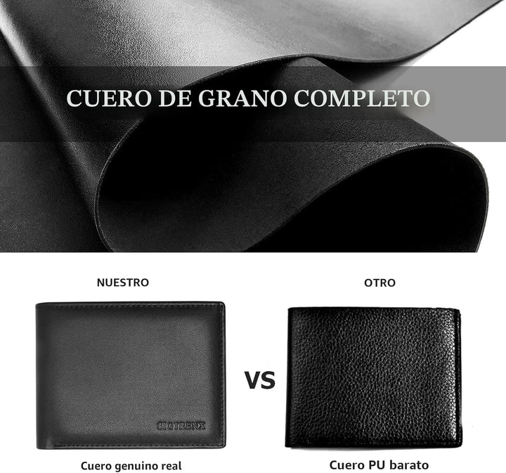 Sigtrenx Carteras de cuero para hombre, de cuero genuino, carteras...