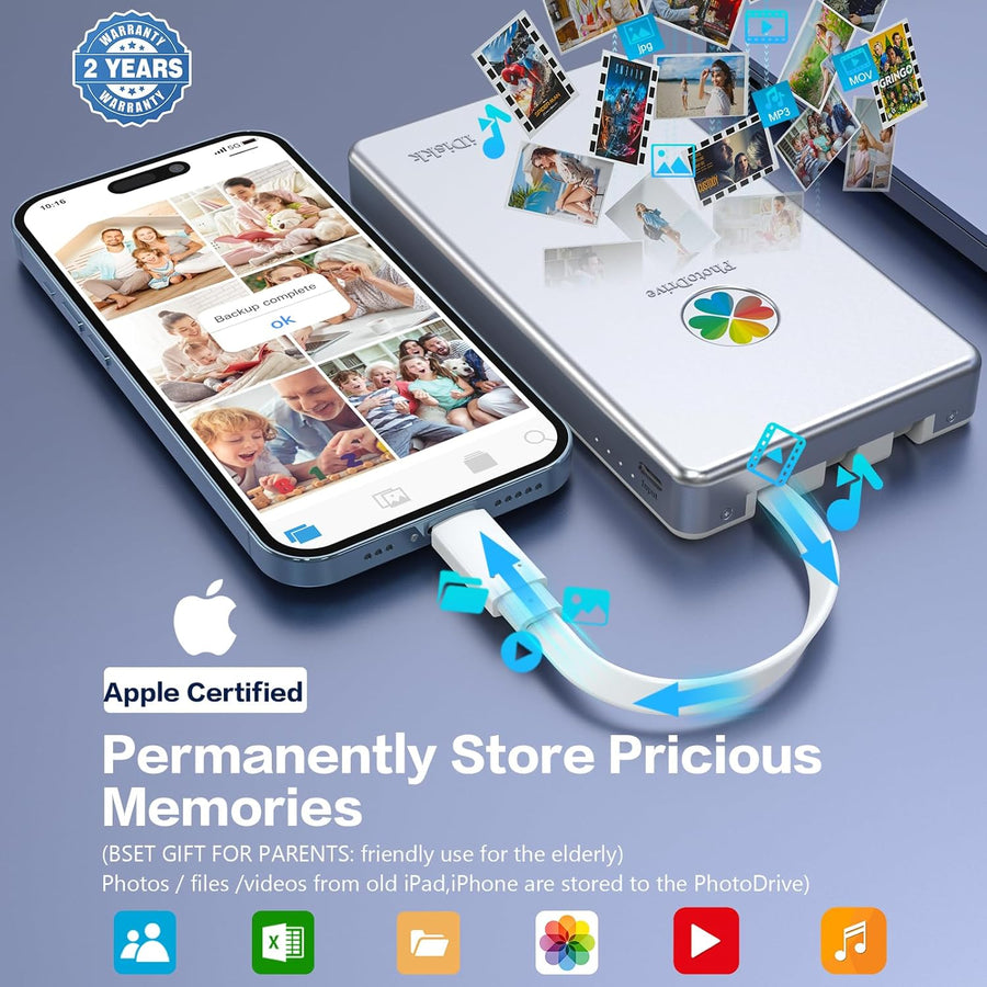 iDiskk App-le - Disco duro externo certificado de 1 TB para iPhone,...