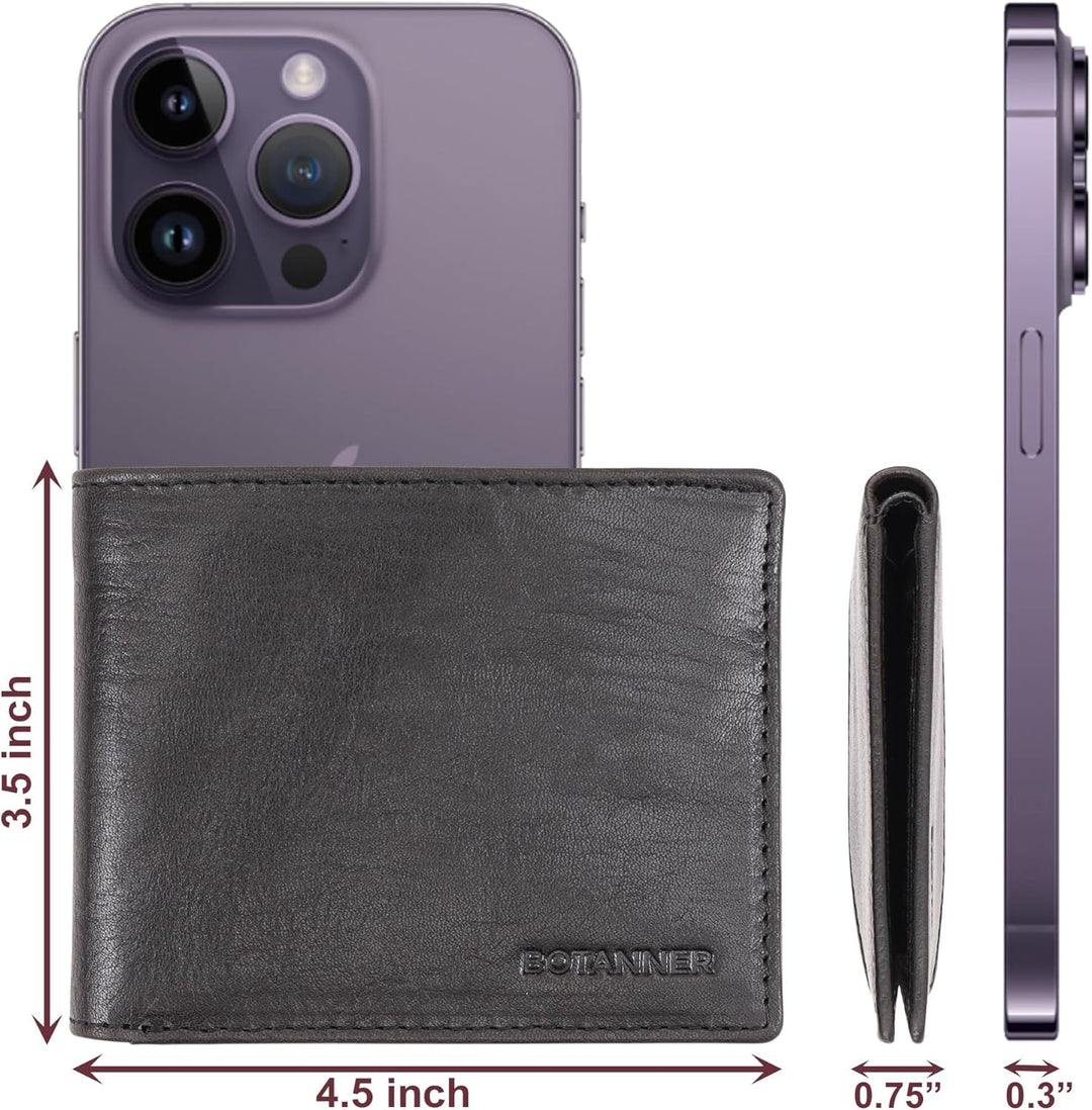 BOTANNER Cartera delgada plegable de cuero | Cuero genuino | Regalo...