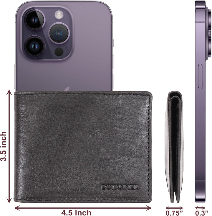 BOTANNER Cartera delgada plegable de cuero | Cuero genuino | Regalo...