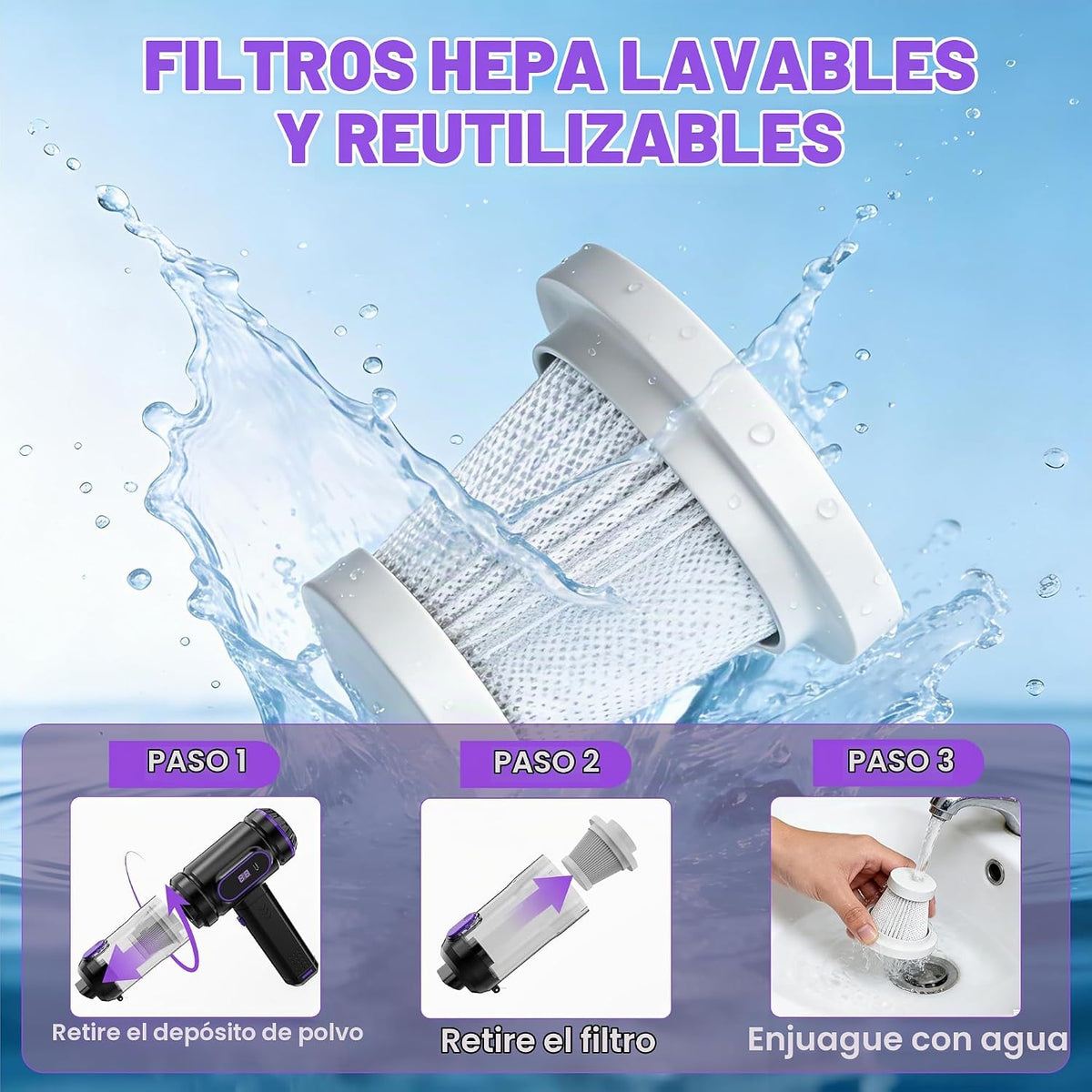Mini aspiradora de mano para coche, 15000PA, 2 en 1