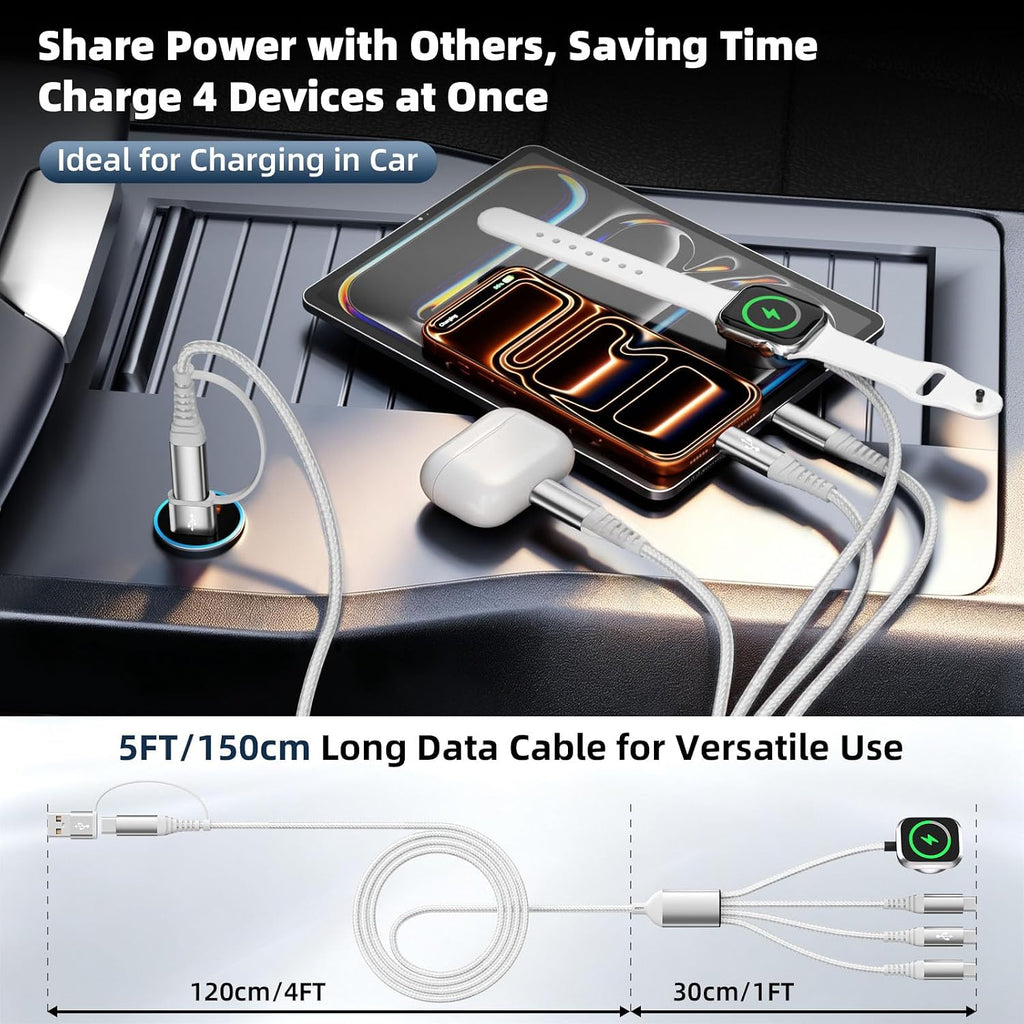 Cable de carga múltiple USB-C 3 para teléfono iWatch Charger/Car Travel