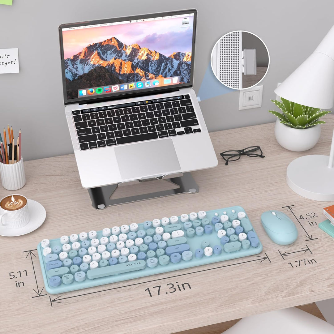 UBOTIE Teclado inalámbrico colorido para computadora y mouse óptico...