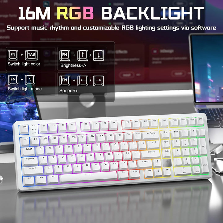 LEOBOG HI98C Pro Teclado mecánico inalámbrico para juegos, triple m...