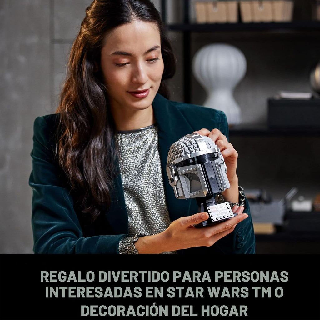 LEGO Star Wars The Mandalorian Helmet 75328 Kit de modelo para construir, juego de decoración coleccionable para adultos, hombres, mujeres, mamá, papá, idea de regalo coleccionable
