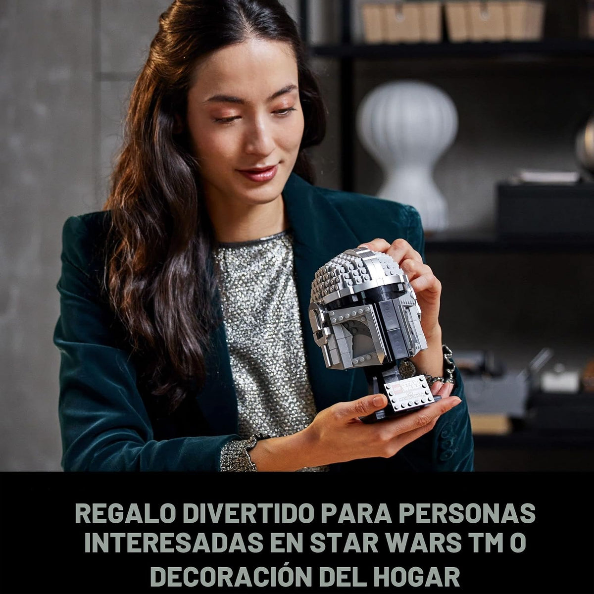 LEGO Star Wars The Mandalorian Helmet 75328 Kit de modelo para construir, juego de decoración coleccionable para adultos, hombres, mujeres, mamá, papá, idea de regalo coleccionable